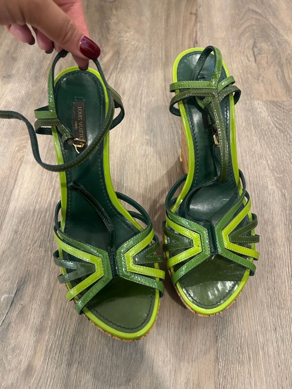 Louis Vuitton Green Strappy High Heel Sandals